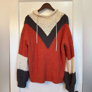 Women’s Boutique Color Block Popcorn Hoodie Large